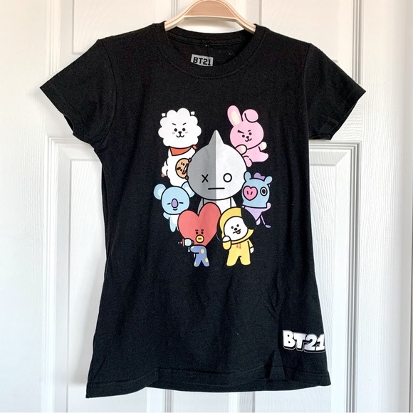 BT21 Character Group Front Back Graphic Tee T-Shirt - Picture 1 of 6